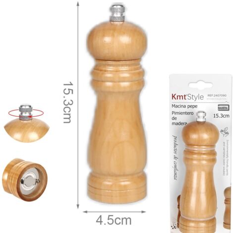 Macinapepe In Legno Macina Pepe e Sale Colore Beige 15,3cm