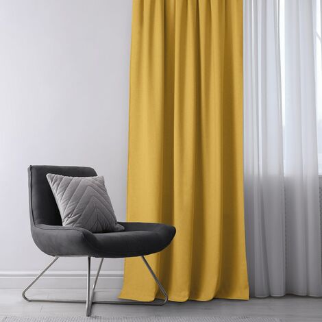 Tenda CARMENA colore senape giallo occhielli treccia 150x300 CM