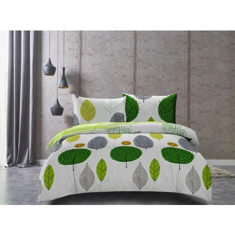 Set lenzuola DUCATO colore verde stampato motivi vegetale stile classico  200x200+63x632 DecoKing