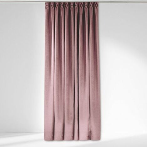 Tenda in Cotone Shabby Chic con Pizzo 140x290 Colore Rosa Cipria