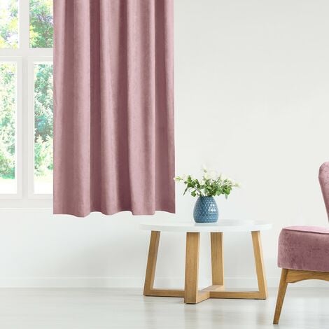 Tenda in Cotone Shabby Chic con Pizzo 140x290 Colore Rosa Cipria