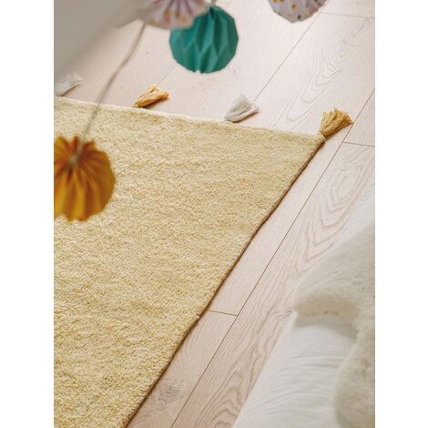 Tappeto capelli corti MALU colore giallo stile boho 80x120 benuta