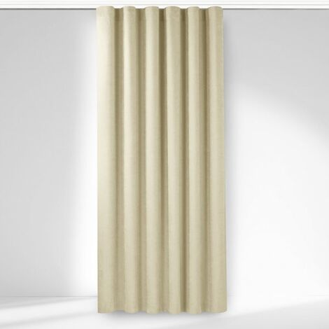 Tenda MILANA colore beige stile classico nastro aggrappa tende wawe  trasparente 7 cm ciniglia 420x175 homede