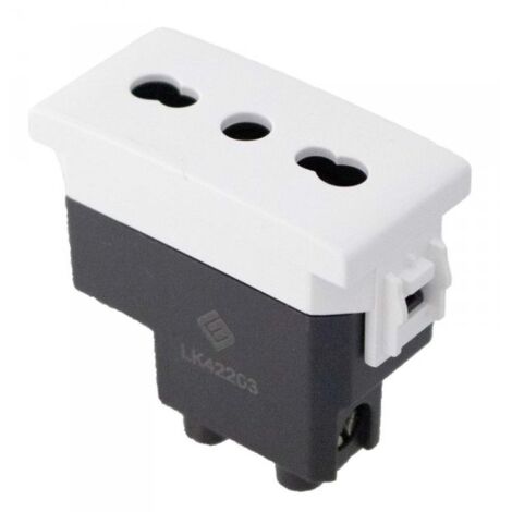 Presa Bipasso Bivalente 2P+T 10/16A Colore Bianco Compatibile Con Bticino Living e Vimar Plana