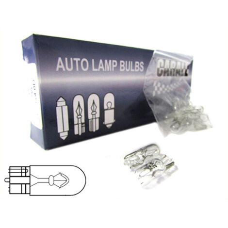 10 Lampade Alogene T10 W3W 12V 3W Tutto Vetro W2,1x9,5d per Interni Auto