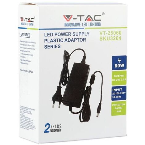V-tac alimentatore 60w 24v 2.5a ip44 vt-25060 3264