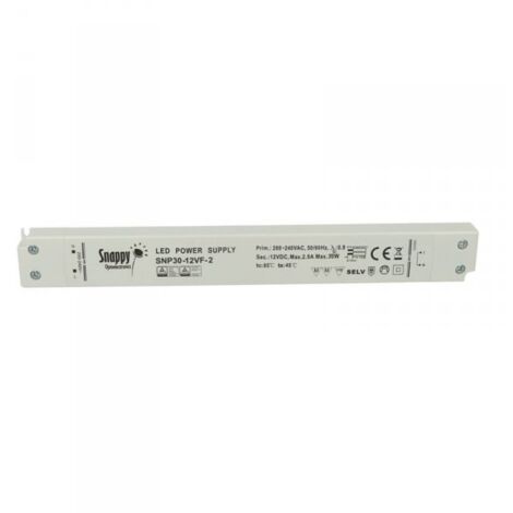 Alimentatore Ultra Slim Sottile 30W 12V Snappy SNP30-12VF-2 Trasformatore CV Per Striscia Led Profili Alluminio
