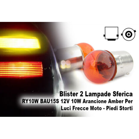Blister 2 Lampade RY10W Sferica BAU15S 12V 10W Frecce Moto Arancione Amber (1/3)