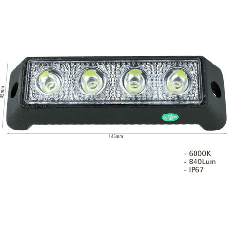Fanale Luci Diurne A Led DRL Work Light Faro Da Lavoro 12V 24V 12W (4X3W) IP67 Bianco (1/3)