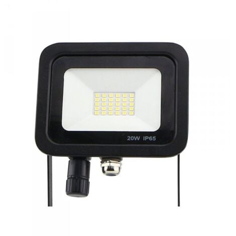 Faro Led Flood Light Slim 20W IP65 Bianco Neutro Carcassa Nera Sensore PIR Opzionale CL1918