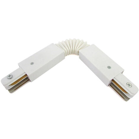 Giunto Connettore Curva Flessibile per Binario Mono Fase Colore Bianco Doppia Testa Per Mono Fase (1/3)