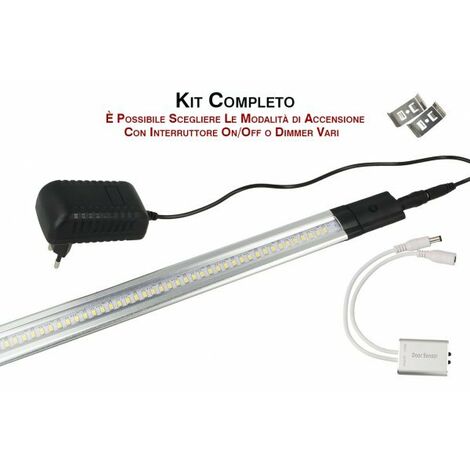 Kit Barra Led Con Sensore Door Apertura Anta 50cm Luce Calda Alimentatore  Compreso Per Cucina Sottopensile