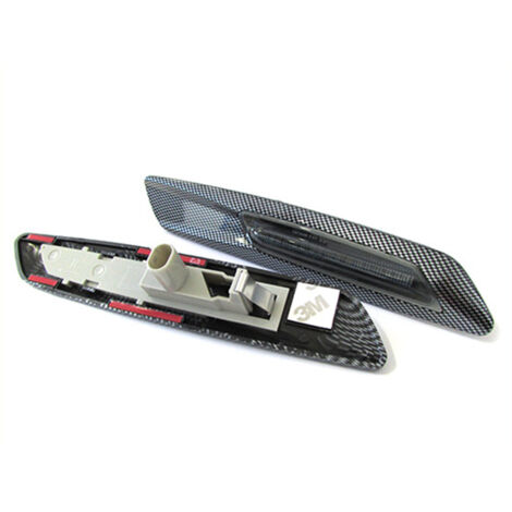 Kit Freccia Laterale a Led Side Marker 3D Carbonio Lente Fume BMW E81 E82 E87 E88 E90 E91 E92 E93 E60 E61 F10 (1/3)