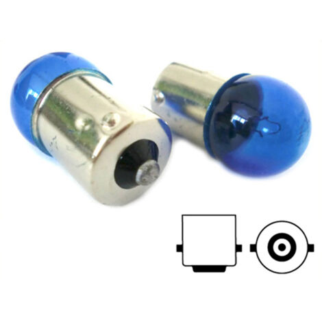Coppia 2 Lampade Alogena G18 BA15S R5W 12V 5W Luci Posizione Colore Azzurro