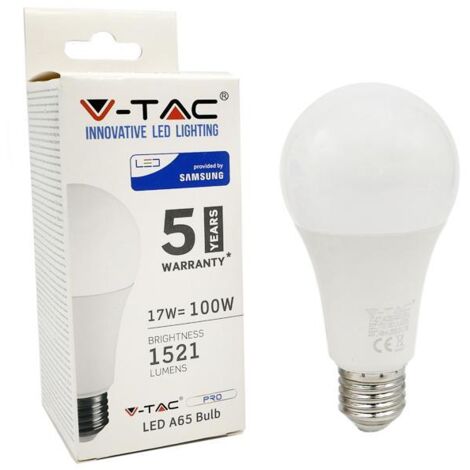 Lampada Led E27 A65 17W Bianco Neutro 4000K Bulbo Sfera Chip Samsung Garanzia 5 Anni SKU-163 (1/8)