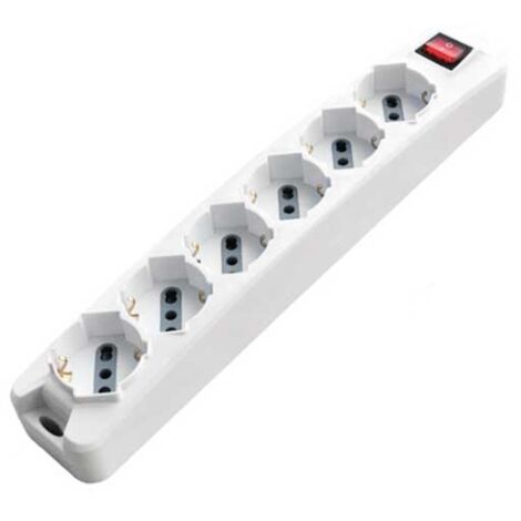 V-TAC Multipresa 6x10/16A Bipasso/Schuko Interruttore Luminoso Cavo 1.5m Spina 16A