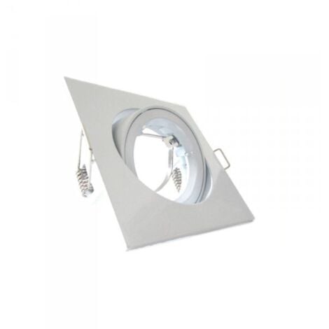 Porta Faretto Led GU10 MR16 Orientabile Quadrato Con Ghiera Bianco
