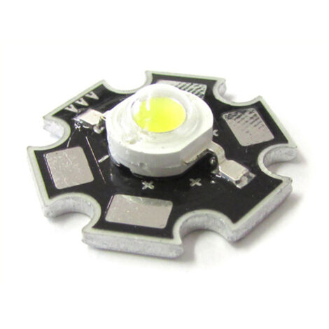 Power Led 1W Bianco Freddo 5500K-6500K 100 Lumen 350mA 3-3.4V Piastra Dissipatore Inclusa