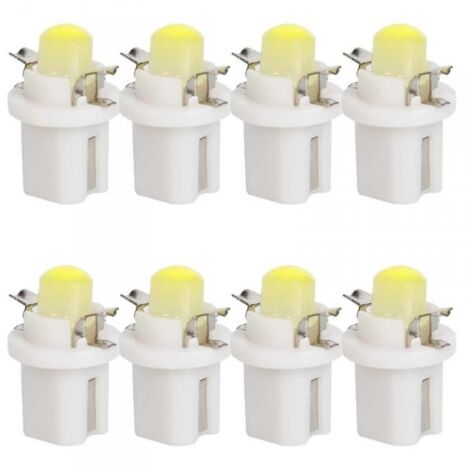 8 Pezzi Lampada Led T5 B8.5D 1 COB 12V 0.6W 40lm Bianco Freddo 6500K 18mm Luci Cruscotti e Strumentazioni B8,5D