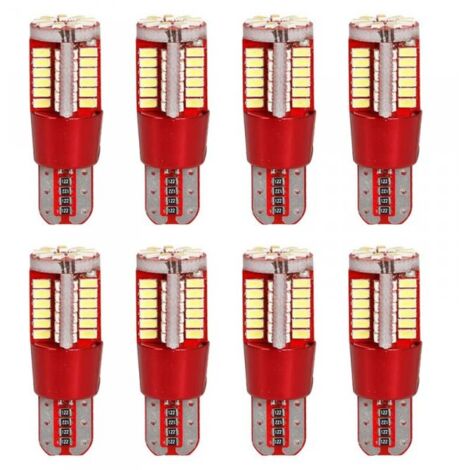 8pcs Lampada Led T10 W5W 194 168 57 SMD 3014 Luce Auto12V Canbus 1.8W 300lm 35mm Bianco Freddo 6500K