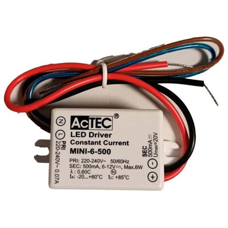 Mini Led Driver IP65 Corrente Costante 500mA 6V-12VDC 6W 48X38X21mm