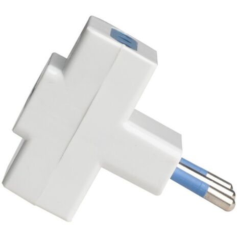 Adattatore Tripla Spina Elettrica 2P+T 10A con 3 Presa 10A 2P+T 250V Max 1500W Bianco