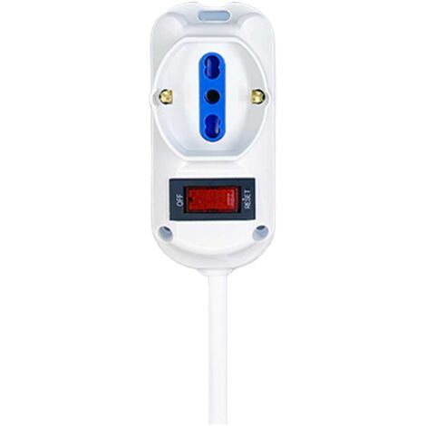 Multipresa Ciabatta Elettrica a 3 Posti 2 Prese 10A/16A + 1 Presa 10A/16A Bipasso Schuko con Interruttore e Spina 10A Cavo 1.5m Bianco