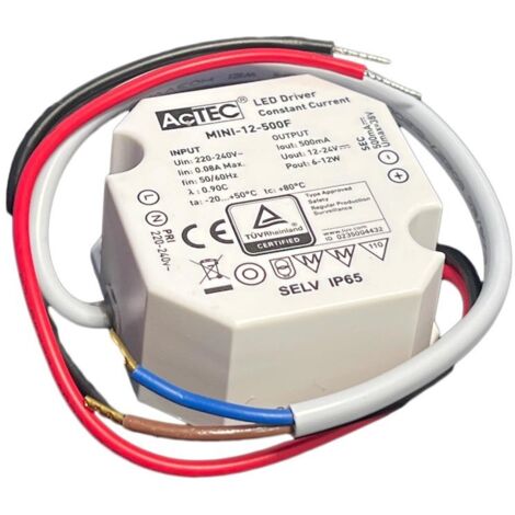 Mini Led Driver IP65 Corrente Costante 500mA 12V-24V 12W 50X48X24mm