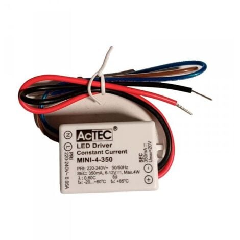 Mini Led Driver IP65 Corrente Costante 350mA 6V-12VDC 4W 48X38X21mm