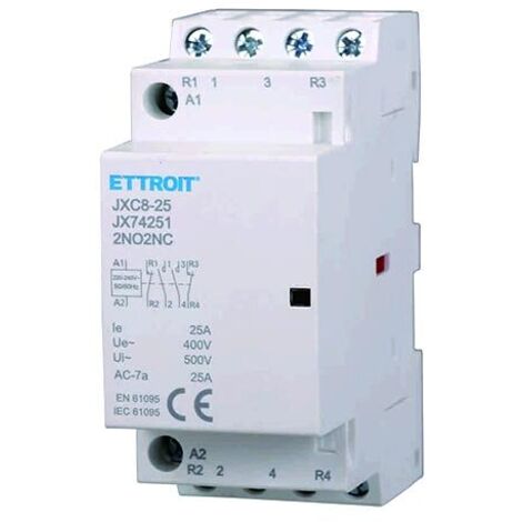 ETTROIT Contattore Modulare DIN AC 4P 220V 25A 2 Contatti NO + 2 Contatti NC - JX74251