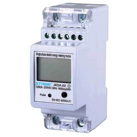 Contatore energia elettrica monofase 220V 5-80A Occupa 2 Moduli Guida DIN Ettroit JXDA-02