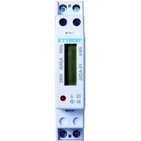 Contatore energia elettrica monofase 220V 5-45A Occupa 1 Modulo Guida DIN Ettroit JXDA-01