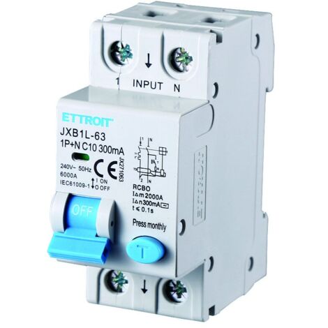ETTROIT Interruttore Magnetotermico Differenziale 1P+N 10A 300mA 220V 6KA JX271063