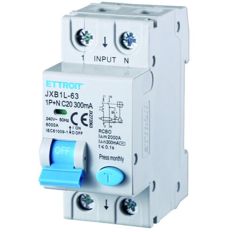 ETTROIT Magnetotermico Differenziale 1P+N 20A 300mA 220V 6KA - JX272063
