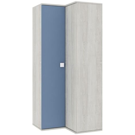 Armadio 98x96x223h angolare bianco consumato celeste