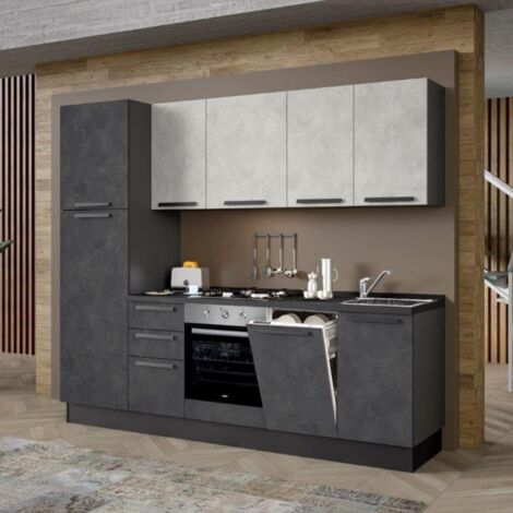 Cucina Angolare Rick - Composibile, Sonoma/Bianco, 267x167 Cm, Con Piano In Marmo Effetto, Modulare - Foto 9