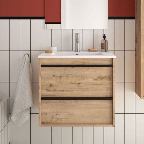 Mobile bagno sospeso rovere ostippo 2 cassetti 60x45x54h Ador60 (1/5)