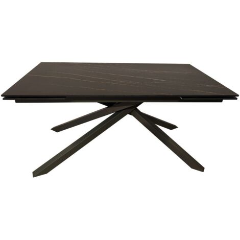 Tavolo allungabile Nefti con top in ceramica colore nero-oro opaco con gambe grigie (1/5)