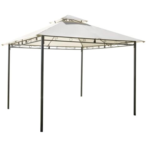 Gazebo quadrato in ferro antracite, copertura poliestere ecru, 3x3 mt Illinois (1/5)