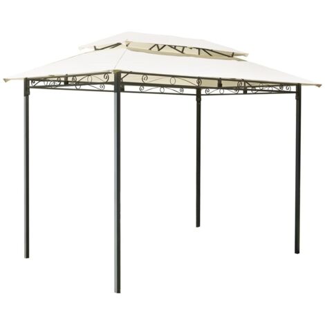 Gazebo rettangolare in ferro antracite, copertura poliestere ecru, 3x2 mt Illinois (1/5)
