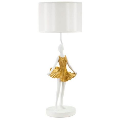 BRUBAKER Lámpara de Sobremesa o Mesilla Hippo Ballerina - Lámpara de Sobremesa con Base de Cerámica y Pantalla de Tela - Altura 43 cm, Blanco Gris
