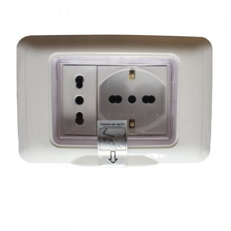 Kit Incasso IP55 Scatola 503 Premontato Presa Schuko + Presa Bipasso 2P+T 10/16A