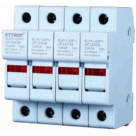 Portafusibile Modulare DC Fotovoltaico 4P 4M D10X38mm 32A DC 1000V IP20 IEC60269-6