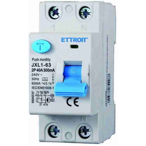 ETTROIT JX324068 Interruttore Differenziale Puro 2P 40A 300mA 220V-6KA CLASSE A