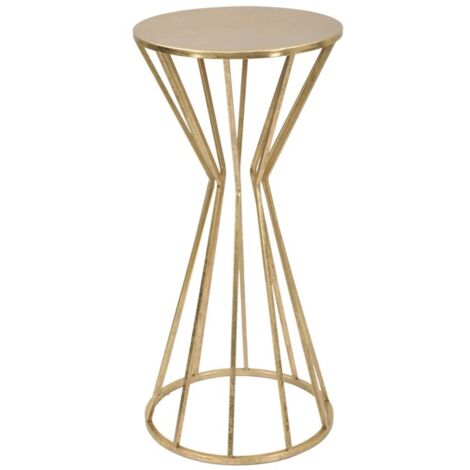 Tavolino porta telefono rotondo struttura in ferro color oro per interni -Ø 38 x 80 cm