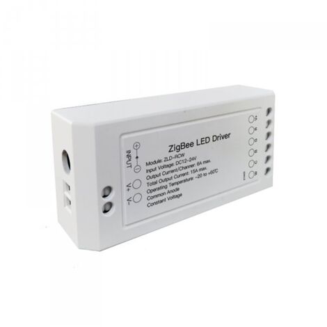 Centralina Led Controller, 6A/Canali, ZigBee 3.0, RGB+CCT, Max 12V e 24V, 15A, 2X100W, TUYA, Smart Life, 100X45X35mm, IP20