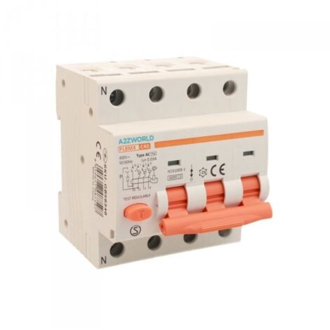 Interruttore Magnetotermico Differenziale Trifase 30mA - 3P+N 32A 380V, 6KA, Per Quadri Elettrici (4 Moduli DIN)