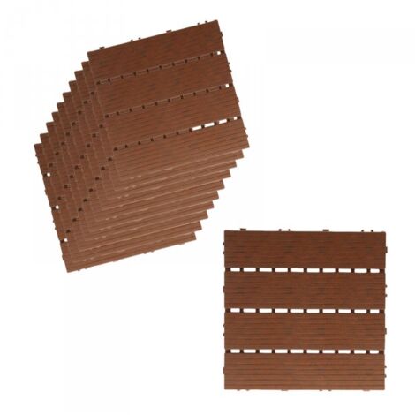 10 Pezzi Piastrelle Plastica Giardino 30x30x2cm Pavimento Esterno PVC Marrone