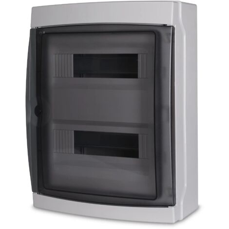 Centralino da parete 24 moduli con portello fumé, grigio RAL 7035, 290x290x140 mm, IP65, ideale per installazioni elettriche interne ed esterne (1/3)
