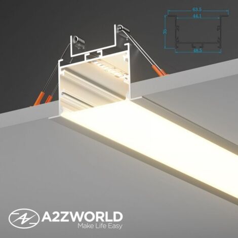 Profilo In Alluminio Per Strisce LED Da Incasso 2 Metri - Con Copertura Trasparente, Tappi E Ganci - Dissipatore Per Strip 12mm - 3